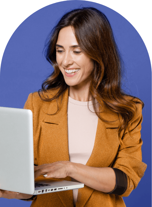 Woman translator with computer