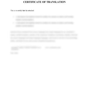 Certificate of Translation