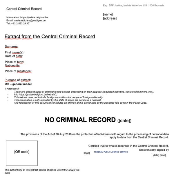 Belgian criminal record