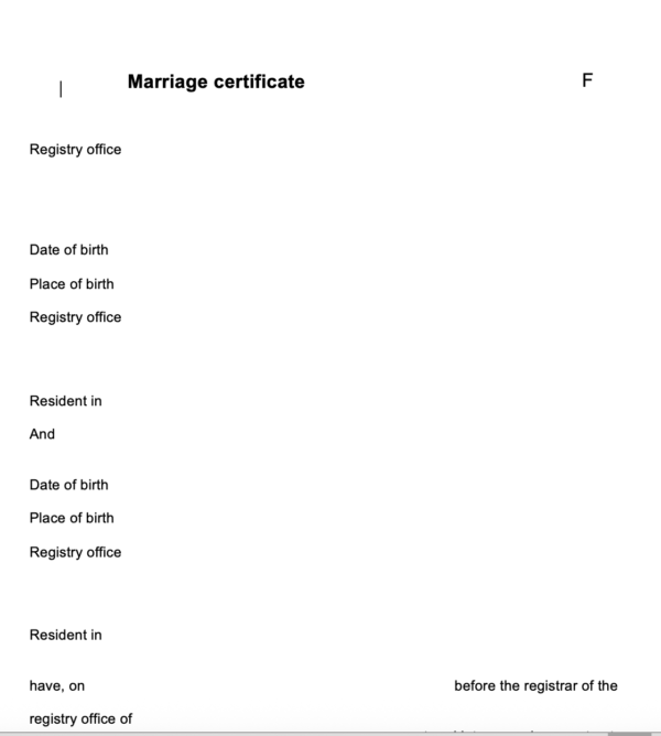 German marriage certificate