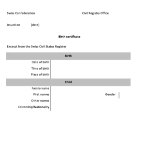 Swiss birth certificate