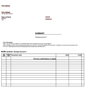 Credit Agricole bank statement