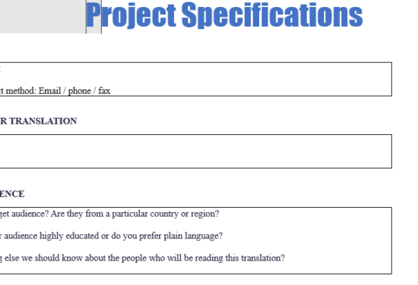 Direct client project specification request