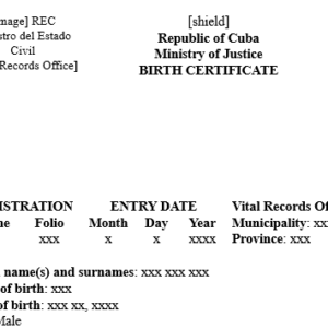 Cuban birth certificate