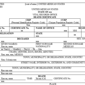 Mexican death certificate