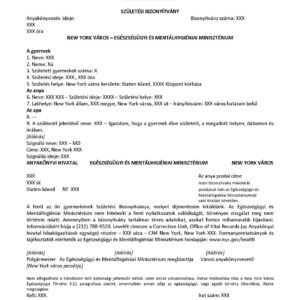 Birth Certificate New York_EN-HU 2006