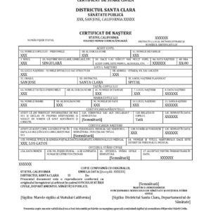 Birth Certificate EN-RO California 1998
