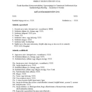 Birth Certificate North Carolina EN-HU 2007