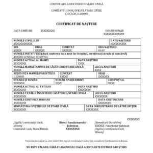 Birth Certificate EN-RO Chicago 2012