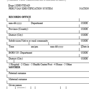 Peru birth certificate